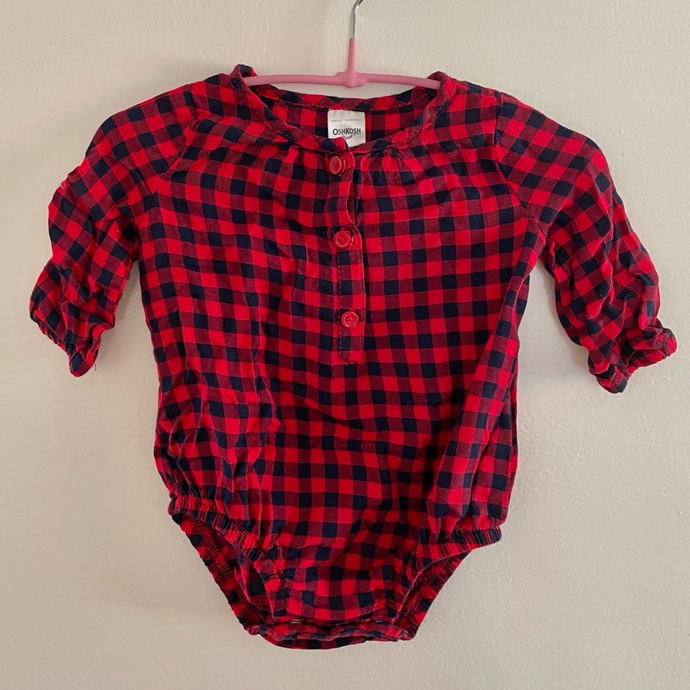 OshKosh B’gosh Baby Buffalo Plaid Print Long Sleeve Bodysuit 3M